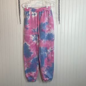 Superdown Women’s Paris Pink & Blue Tie Dye Pull on Sweatpants Size S